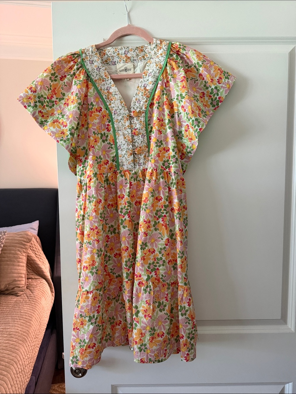 Umgee Floral Mini Dress in Pink, Yellow, Green
